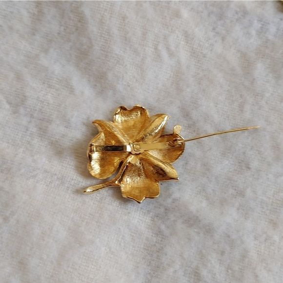 Set Clip on Earings and Brooch Floral Vintage - Picture 5 of 11